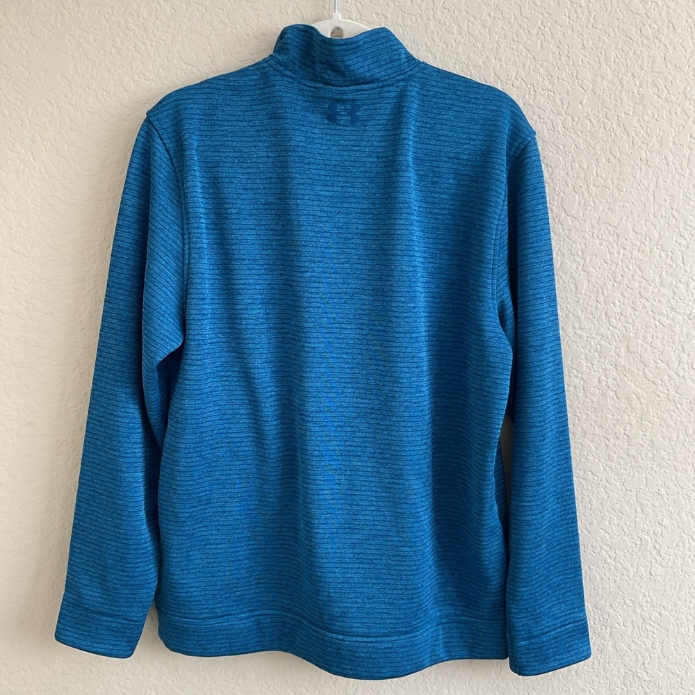 Under Armour Golf Storm Fleece Pullover Jacket Pinstripe Men's Sz L Teal Cobalt - Picture 9 of 9